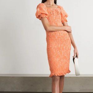 FAITHFULL THE BRAND Fae Shirred Floral-print Crepe Dress